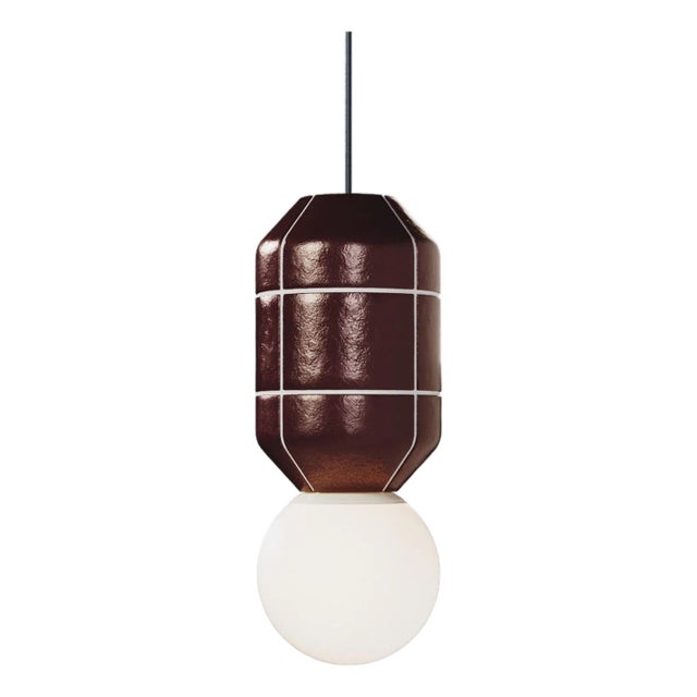 Contemporary Ceramic Base Spot Pendant Lamp Modern Handcrafted Red For Sale