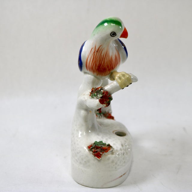 Staffordshire 19th-Century Antique Staffordshire Pottery Parrot Quill Holder & Inkwell For Sale - Image 4 of 15
