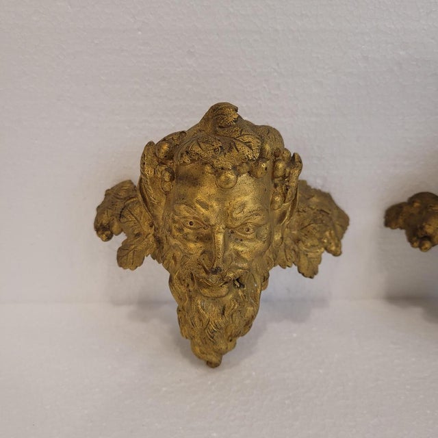 Gold Satyr Masks in Gilt Bronze, 1800s, Set of 2 For Sale - Image 8 of 18