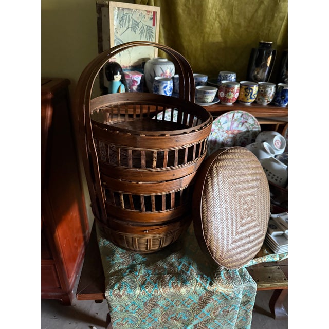 Chinese Vintage 3 Tier Chinese Wedding/Sewing Basket For Sale - Image 3 of 5