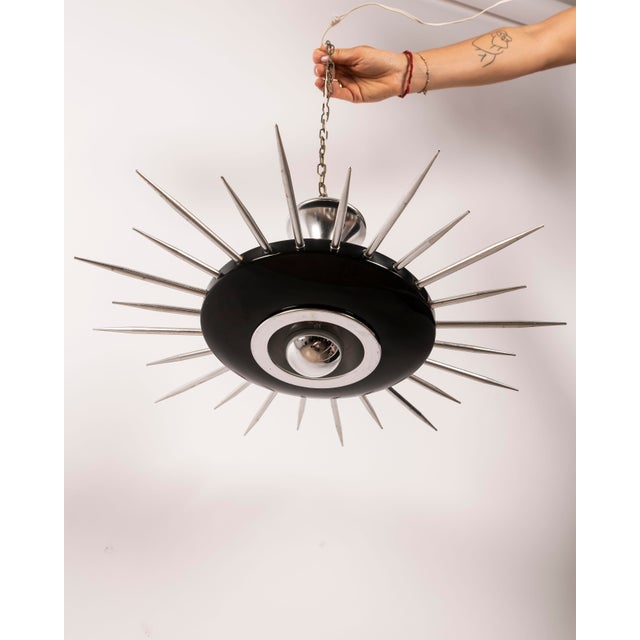 Mid-Century Modern Italian Sunburst Pendant Lamps, 1950s, Set of 2 For Sale - Image 3 of 9