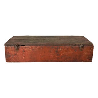 Early 20th Century Farmhouse Red Dovetail Trunk Box For Sale