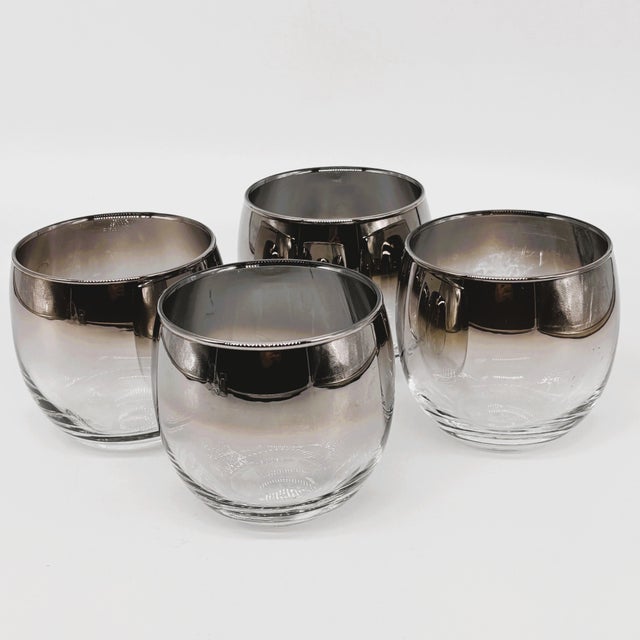 Libbey Glass Co. Vintage Libbey Silver Fade Roly Poly Glasses, Set of 4 For Sale - Image 4 of 8