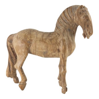18th or 19th Century Italian European Carved Pine Wood Figure of a Horse For Sale