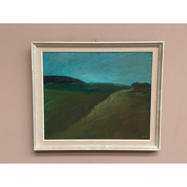 Original swedish oil on canvas – “landscape” by dina mortensen – signed dm – vintage & framed – 53 × 45.5 cm (20.9" ×...