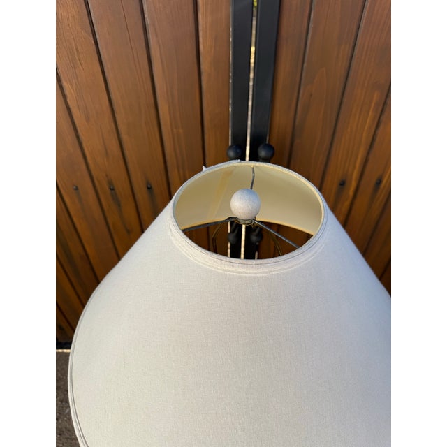 Sculpture Materials Vintage 1980s Postmodern White 1980s White Plaster Textured Ribbed Floor Lamp With Original Lamp Shade For Sale - Image 7 of 12