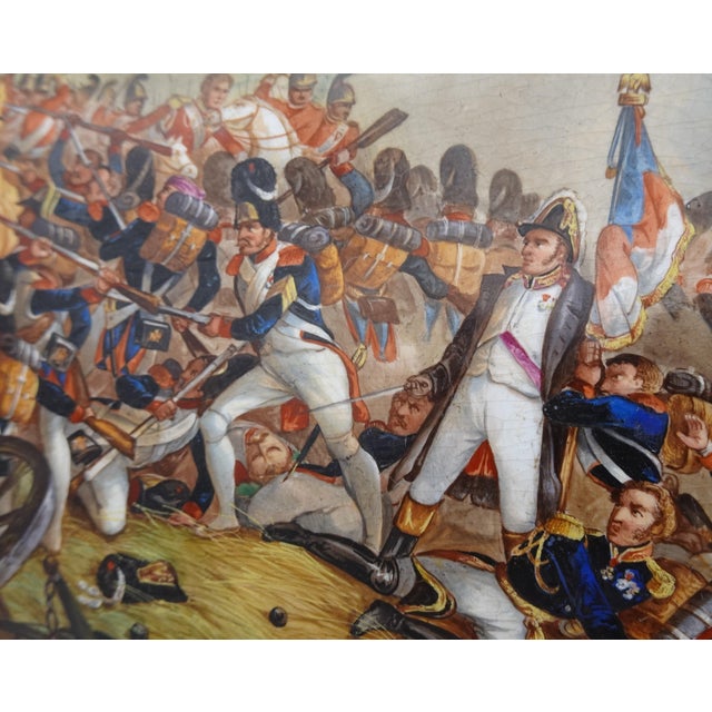 Large Hand-Painted Wall Charger Plate Depicting Waterloo Battle with Napoleon by Jean Antoine Mertel, 1866 For Sale - Image 13 of 18