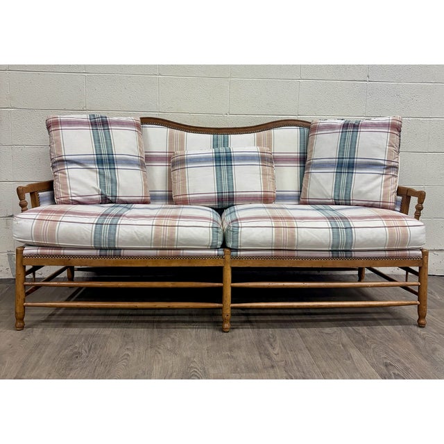 Mid-Century Modern Vintage Isenhour Furniture MCM Ficks Reed Style Rattan Camelback Sofa For Sale - Image 3 of 14