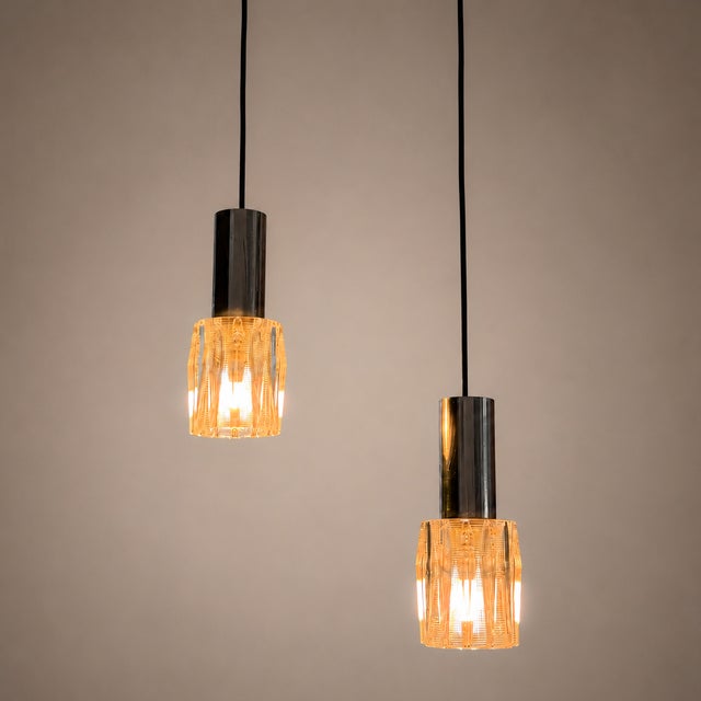 Mid-Century Modern Textured Glass Pendant Lights, 1960s, Set of 2 For Sale - Image 17 of 17