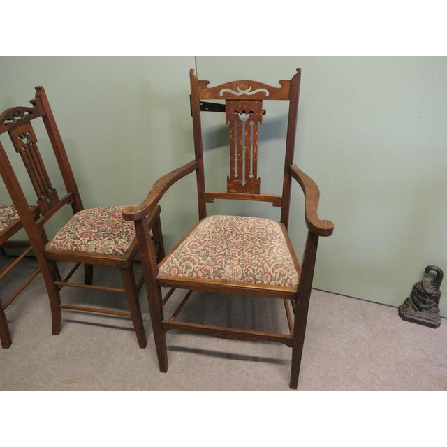 Late 19th Century Antique Arts and Crafts Golden Oak Dining Chairs, 1880, Set of 6 For Sale - Image 5 of 8
