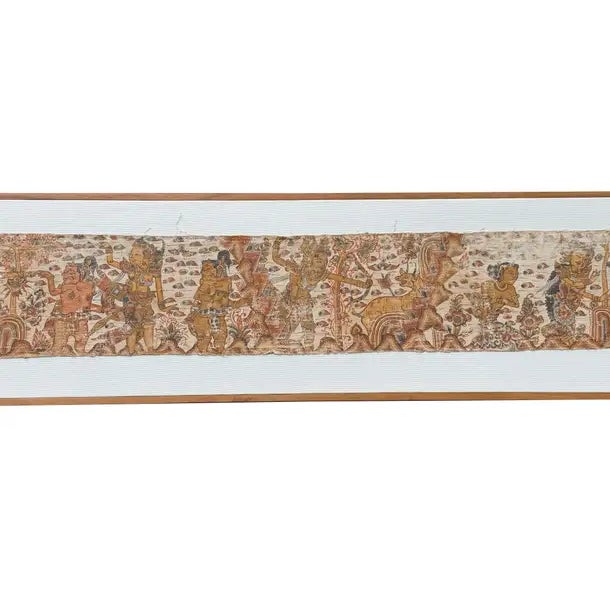 Bali Hindu Textile Framed 'Kamasan' Painting, Indonesia C. 1900 For Sale - Image 4 of 14