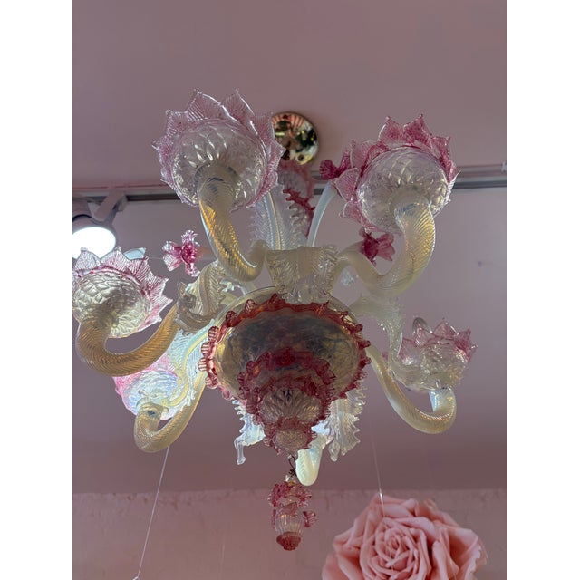 Rose & Cream Murano Floral Chandelier For Sale In New York - Image 6 of 7