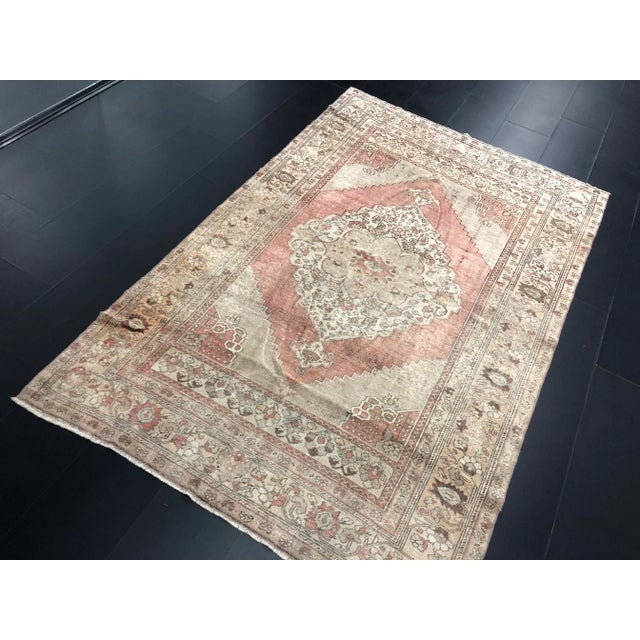 1960s Vintage Turkish Oushak Rug-5’8’x8’10" For Sale - Image 4 of 11