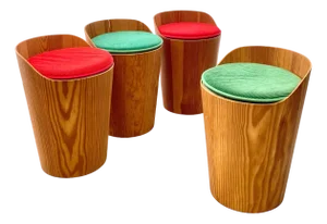 Swedish Modernist Pinewood Stools by Martin Åberg for Servex, 1960s, Set of 4