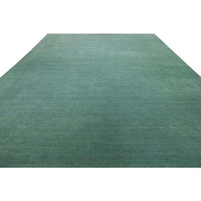 Modern Handmade Gabbeh Plush Wool Rug in Green by Apadana For Sale - Image 9 of 11