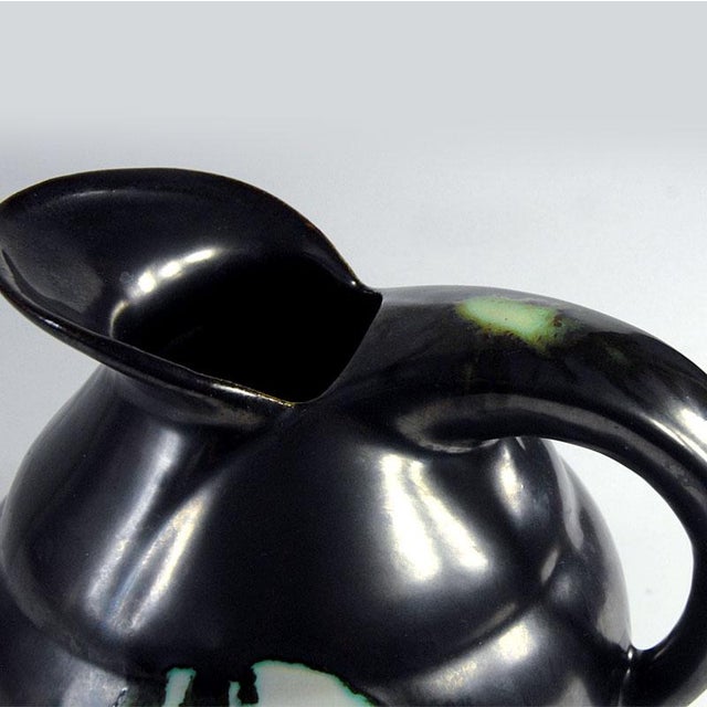 Black Art Deco Glazed Vase from Faiencerie Thulin, Belgium, 1930s For Sale - Image 8 of 10