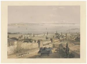 Topkapi Palace and the Bosphorus, Istanbul, 1852, Tinted Lithograph