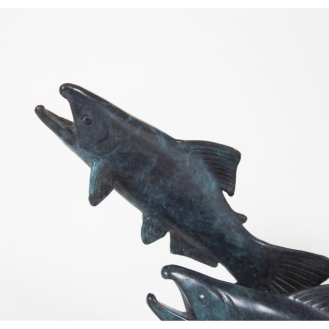 1989 Jacques and Mary Regat Bronze Salmon Sculpture For Sale - Image 4 of 11