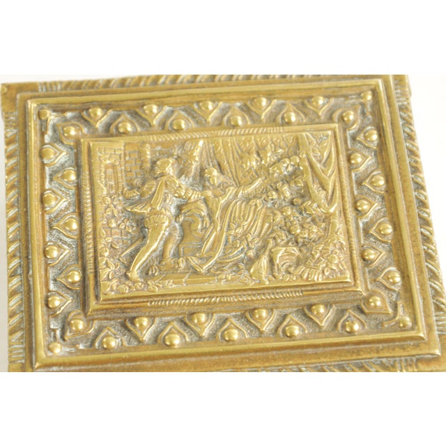 19th C Continental Antique Brass Jewelry Box For Sale - Image 4 of 6