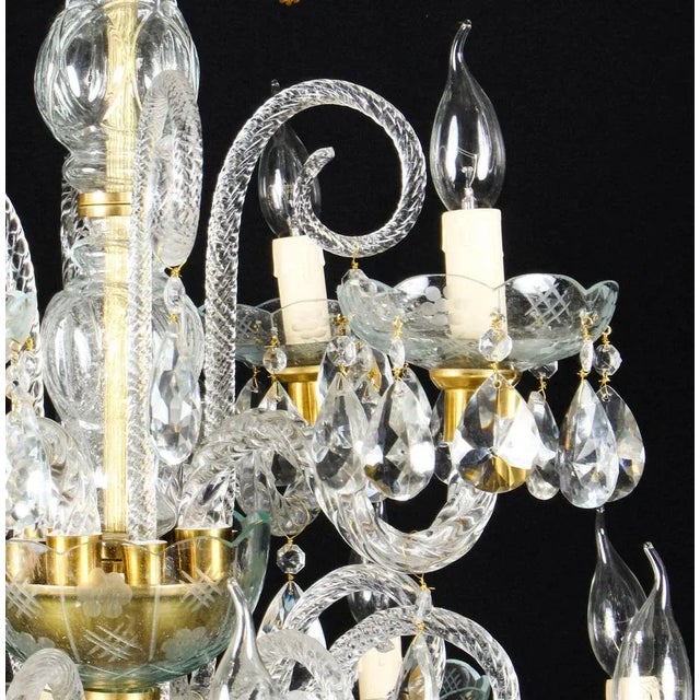 1980s Vintage Venetian Crystal 12-Light Chandeliers, 1980s, Set of 2 For Sale - Image 5 of 12