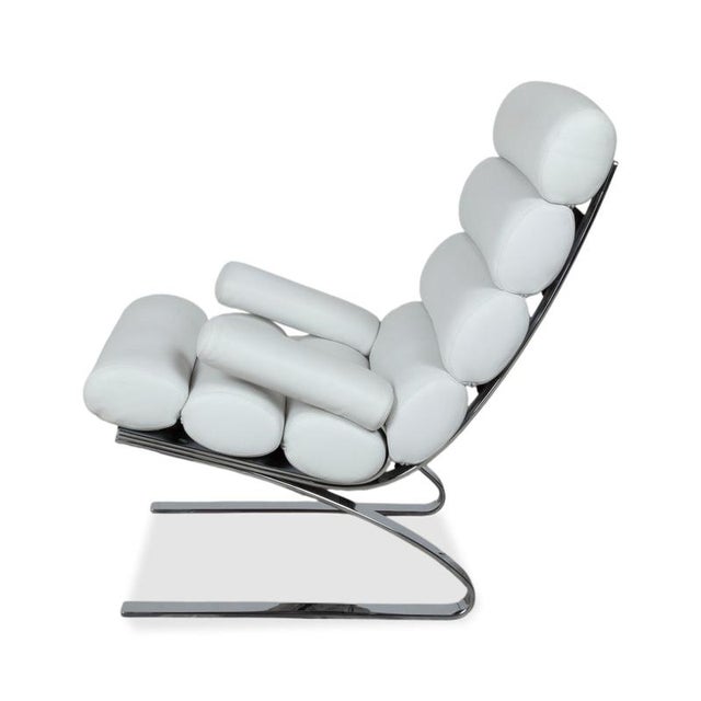 Set of Sinus Lounge Chair and Ottoman in White Leather and Chrome from Cor For Sale - Image 13 of 18