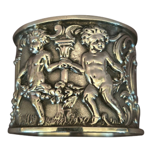 Late 19th Century Sterling Silver Napkin Ring With Cherubs