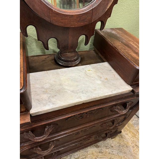 Antique Victorian Dresser With Marble Insert & Oval Swivel Mirror For Sale In Birmingham - Image 6 of 6