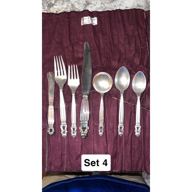 Metal 1920s Mid-Century Modern Georg Jensen Sterling Acorn Flatware - Set of 7 For Sale - Image 7 of 10
