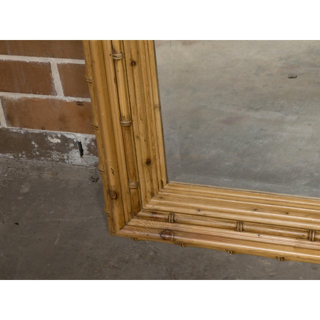 Brown English Faux Bamboo Wall Mirror with Beveled Glass, circa 1890 For Sale - Image 8 of 10