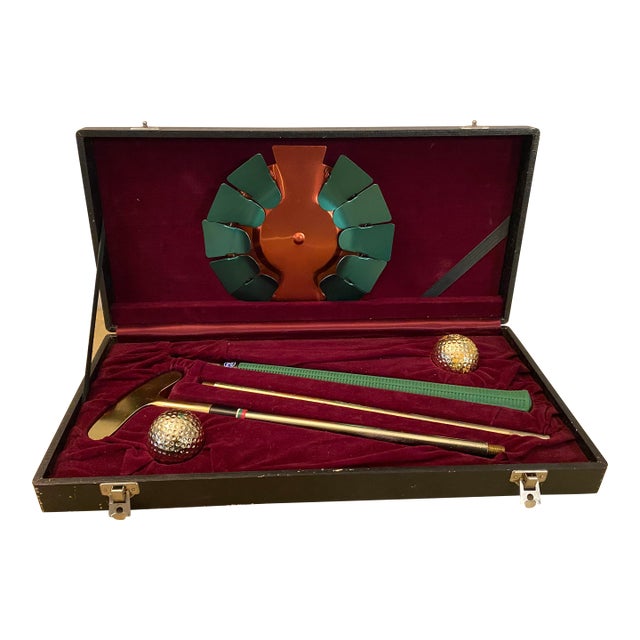 Vintage Golf Putting Briefcase Office Set- 7 Pieces For Sale