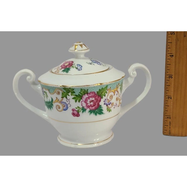 Noritake Vintage Elegant Hand Painted Floral Gilded Noritake Japan Sugar Bowl For Sale - Image 4 of 7