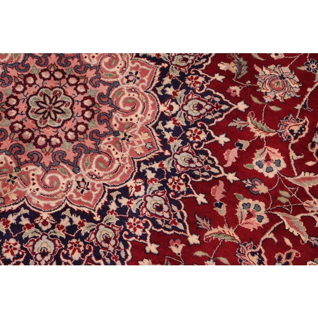 Art Nouveau 1990's Isphan Pak-Persian Red/Blue Wool Rug - 8'2'' X 10'4'' For Sale - Image 4 of 9