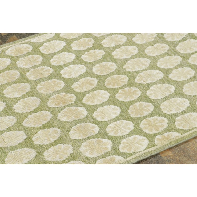 2020s Contemporary Block Print Floral Natural Silk Runner by Rug & Kilim, India For Sale - Image 5 of 8