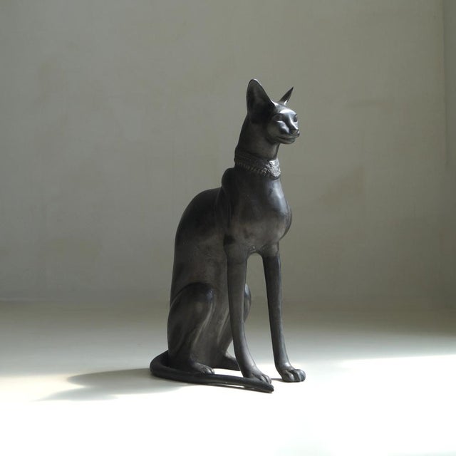 Large Vintage Egyptian Revival Cat Sculpture, 1970s For Sale - Image 10 of 18