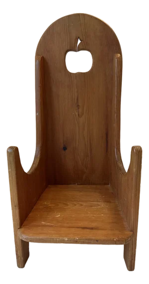 Vintage Mid-Century Handmade Child’s Chair or Plinth With Apple Cutout, in the Style of Mario Ceroli