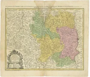 Antique Map of the Beaujolais Region by Homann Heirs, 1762