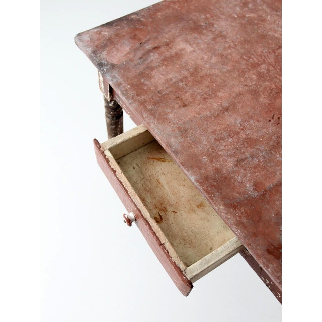 Antique Painted Farmhouse Table With Metal Top For Sale - Image 11 of 18
