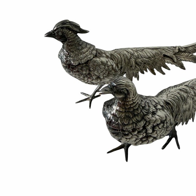 Metal Vintage Mid Century Italian Alpaca Silverplate Pheasants For Sale - Image 7 of 8