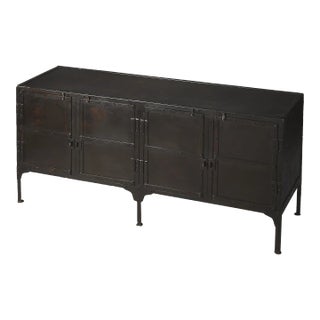 Owen Industrial Chic Console Cabinet, Black For Sale