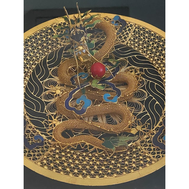 1970s "Chinese Cloisonné Filigree Dragon Shadow Box – Vintage 1970s” For Sale - Image 5 of 5