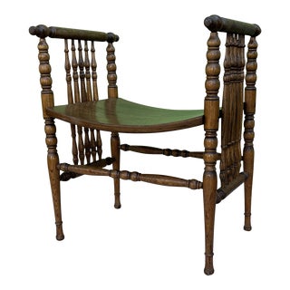 Antique Victorian Oak Stick and Ball Bench For Sale