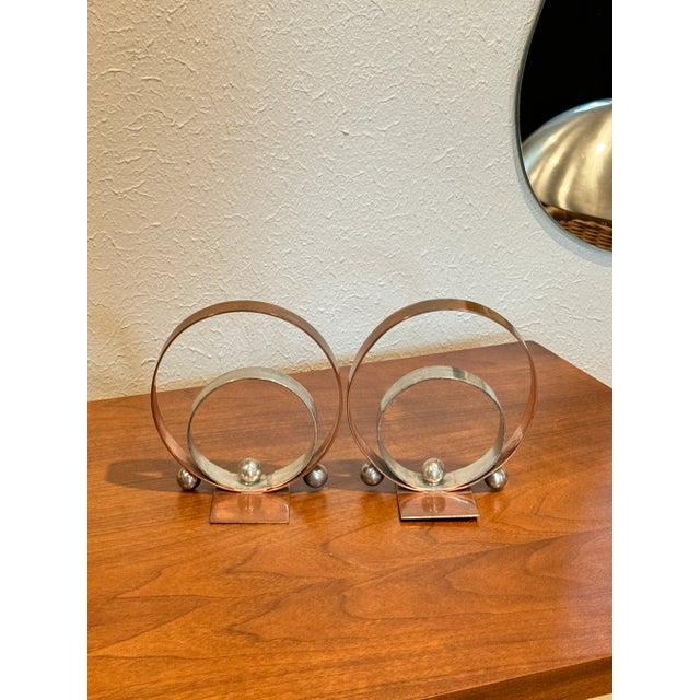 Copper A Pair of Modernist Art Deco Metal Bookends by Walter Von Nessen, Circa 1930s For Sale - Image 8 of 12