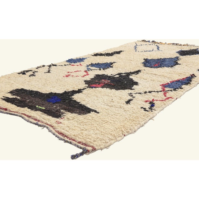 22048 Vintage Azilal Moroccan Rug, 03'10 x 07'00. The Guardian's Blessing: A Vintage Azilal Moroccan Masterpiece of Sacred...