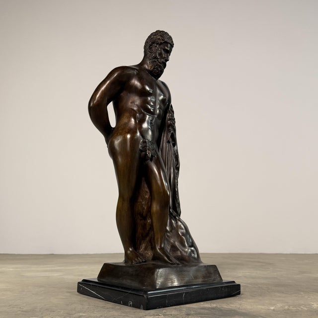 Early 21st Century Bronze Hercules Sculpture After Farnese – Classical Weary Heracles, 24” Tall For Sale - Image 5 of 11