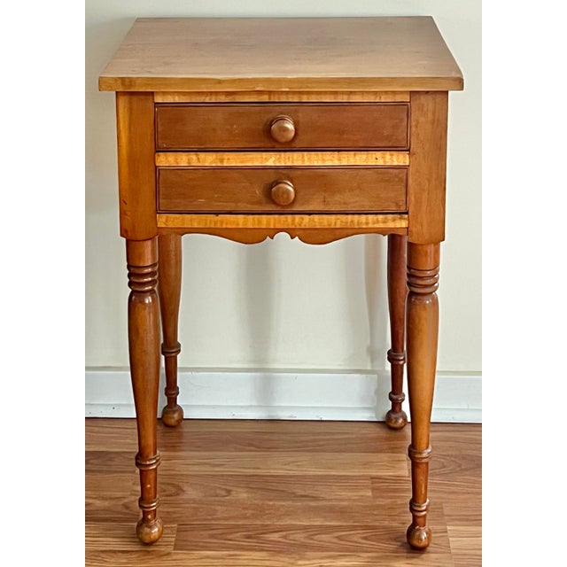 American Antique Sheraton Cherry Two Drawer Stand Circa 1820 For Sale - Image 3 of 10