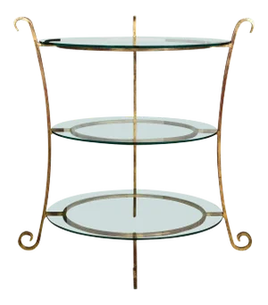 Three-Tier Glass & Gilt Metal Etagere Server/Stand