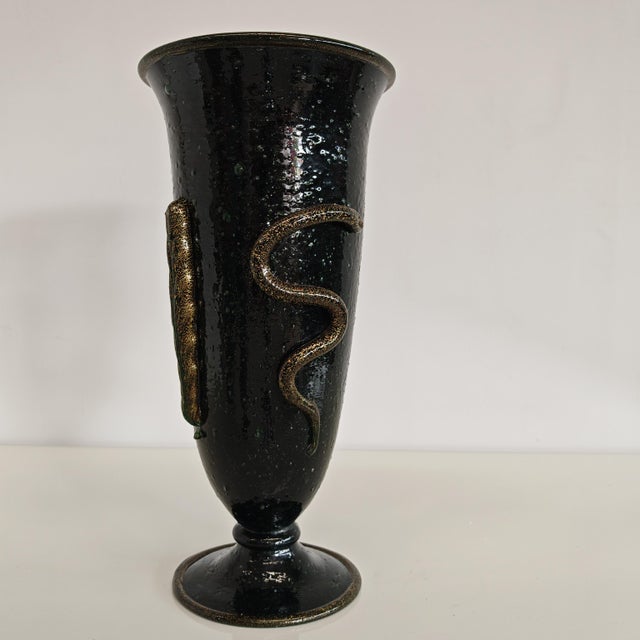 Artistic Murano Glass Vase, Snake Decoration, Pulegoso Napoleone Martinuzzi for Venini 1930s by Napoleone Martinuzzi For Sale - Image 14 of 18