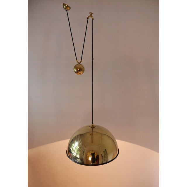 Height-Adjustable Pendant Light in Brass by Florian Schulz for Florian Schulz Gmbh, Germany, 1970s For Sale - Image 3 of 16