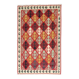 Mid-Century Geometirc Turkish Kilim - 3'6" x 5'5" For Sale