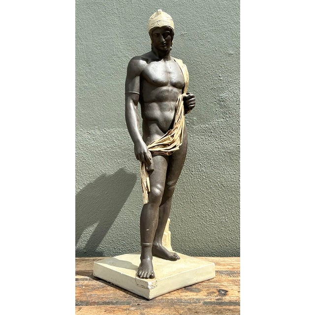 Vintage Neoclassical Sculpture of Man For Sale - Image 9 of 12